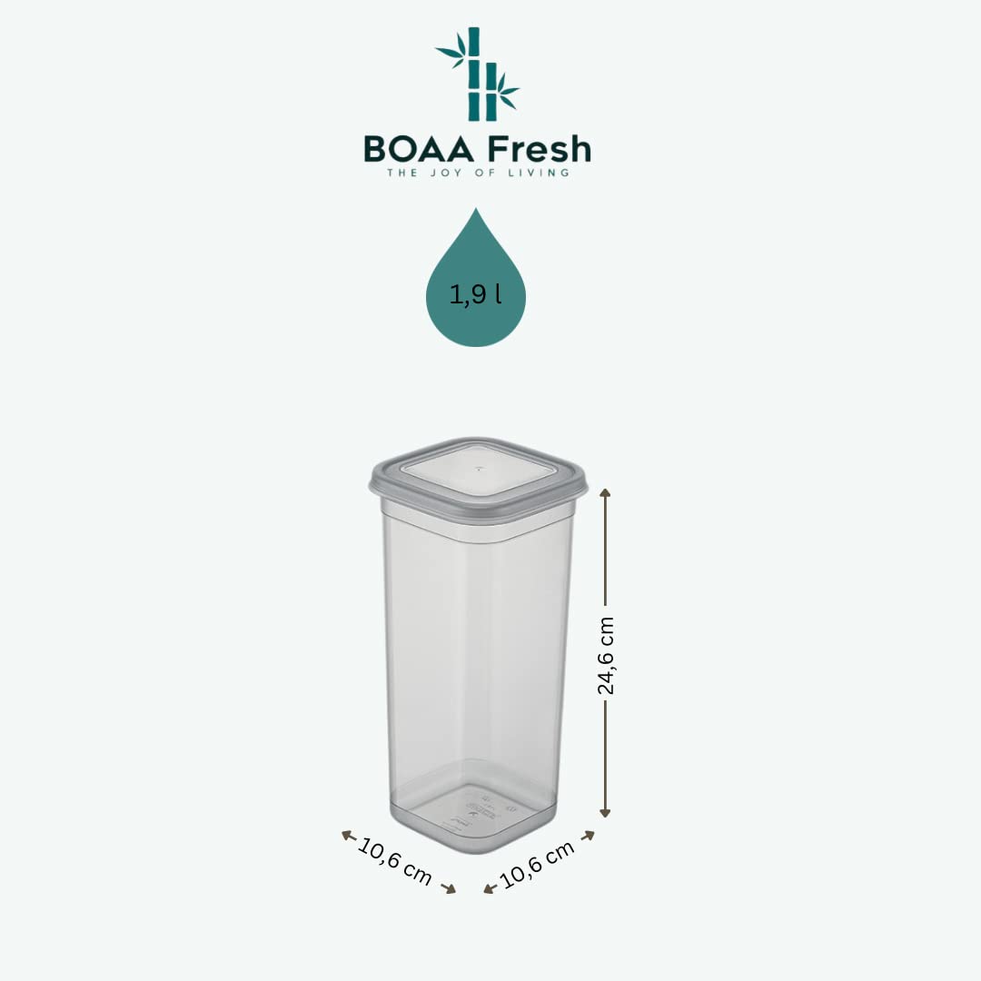 BOAA Fresh Vorratsdosen Set mit Deckel 6 Stück, 1900 ml