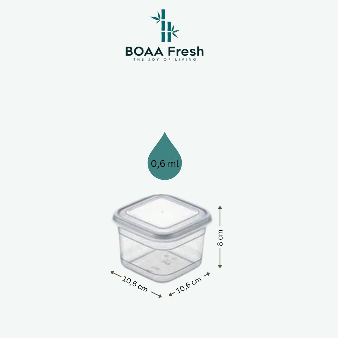 BOAA Fresh Vorratsdosen Set mit Deckel 6 Stück, 600 ml